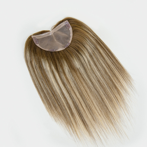 Topper de Cabello Humano Ruso Natural con Balayage Rubio, Topper en Forma de V, Cabello Virgen con Cutícula Intacta - Product Image 1