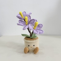 Nouvelle fleur artificielle en crochet violet faite à la main, tournesol en pot, pour la décoration de bureau, de maison ou de bureau, cadeau mignon.