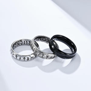 Vintage Nordic Viking Letter Titanium Steel <b>Ring</b> Unisex Antique Silver Index Finger Jewelry Gift - Product Image 3