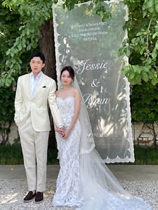 Bannière de <span class=keywords><strong>bienvenue</strong></span> personnalisée en dentelle transparente pour <span class=keywords><strong>mariage</strong></span> avec noms imprimés pour toile de fond de cérémonie et décoration de fête - Product Image 5
