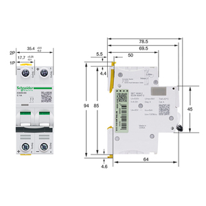 เบรกเกอร์วงจรขนาดเล็กพลังงานแสงอาทิตย์ IC65N 2P C63A A9N18263 เบรกเกอร์วงจรขนาดเล็กสำหรับ - Product Image 3