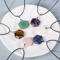 Collier pendentif géométrique en forme d'étoile hexagonale taillée en cristal naturel améthyste oeil de tigre pierre étoile hexagonale décoration de la maison