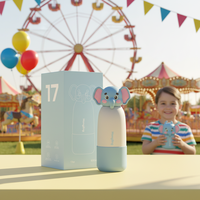 Bouteille d'eau isotherme en acier inoxydable à double paroi avec tête de poupée de dessin animé, personnalisable avec logo, vente en gros