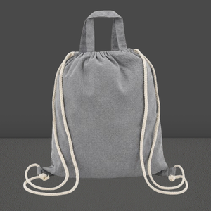 Recycled Cotton <b>Drawstring</b> Tote <b>Backpack</b> Grey Shopping Bag 225 GSM 38x41.5cm Custom Branding Promotional Wholesale OEM - Product Image 2