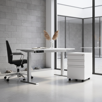 Archivador Móvil de Acero con 3 Cajones, Mueble de Almacenamiento con Ruedas para Oficina, Archivador Móvil con Pedestal