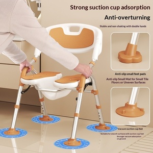 New Grooved Shower Chair, Wide Design, Non-Slip Foldable Bath <b>Stool</b> for Elderly, Pregnant Women, <b>Bathroom</b> Use - Product Image 3