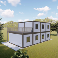 Maison préfabriquée en conteneur maritime sur mesure DXH Factory, 2 étages, 40 pieds, maison à deux étages, duplex préfabriqué avec balcon