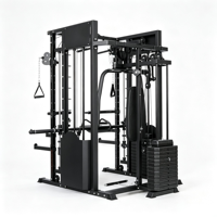 Rack de musculation réglable en acier avec chargeur de plaques et machine Smith pour exercices des bras, du torse, des jambes et du dos - Équipement de gym à domicile