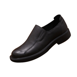 Chaussures habillées pour hommes en cuir véritable à bout rond, à enfiler, confortables pour le bureau et la carrière, semelle extérieure en caoutchouc, collection printemps - Product Image 4