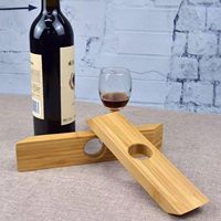 Support de bouteille de vin unique, présentoir de table, porte-bouteilles de vin en bambou auto-équilibrant, organisateur de comptoir