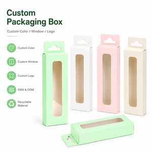 Custom Hanging Paper <b>Boxes</b> Long Rectangular Cosmetic Packaging <b>Boxes</b> With Clear PVC Window For Lip Gloss Mascara Pen Packaging - Product Image 3