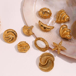 女性用<span class=keywords><strong>2025</strong></span>新しいファッション幾何学的ハートホタテブローチラグジュアリー18Kゴールドステンレスメッキ楕円形パターン - Product Image 4