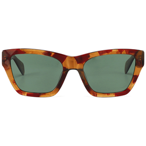 Gafas de Sol Rectangulares Unisex con Montura Completa en Tortuga, Lentes Verdes, Protección UV400, Protección Solar para Adultos - Product Image 1