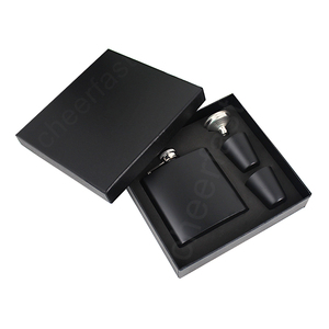 Termo reutilizable de acero inoxidable para uso alimenticio, frasco de cadera de Color negro con embudo y 2 tazas - Product Image 2