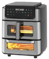 Four à friteuse à air numérique 2 en 1 avec fonction SYNC, sans huile, fenêtre en verre transparent, friteuse à air 6L + four à pizza 5,6L