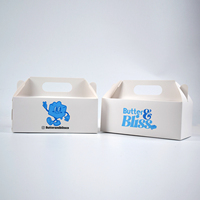 Boîtes d'emballage alimentaire portables personnalisées avec poignée, en papier gaufré, pour poulet frit, pâtisserie, gâteau, beignets