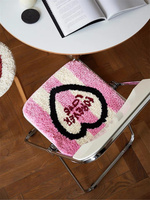 Nouveau design antidérapant TPR dos touffetage tapis chaise coussin rose coeur tapis