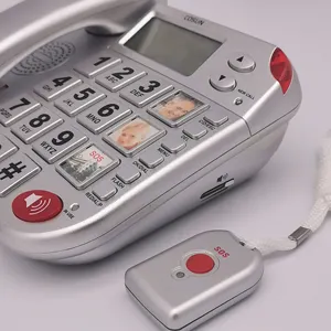 Penjualan Pabrik Telepon Senior Tombol Besar Telepon Sos Telepon Landline dengan Liontin Telepon Berkabel
