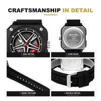 SKMEI 2362 Quadratische Business-Herrenuhr Modische Autoreifen-Quarzuhr Geschäftsstil Silikonarmband Quarzwerk Herrenuhren