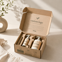 Caja de Cartón Kraft para Envíos, Embalaje de Cartón Reciclable Personalizado para Sets de Cuidado Personal con Bandeja Interior