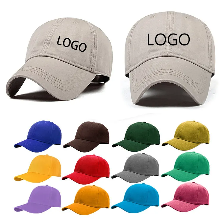 Yüksek kaliteli düz renk boş şapka özel 6 panel spor beyzbol şapkası