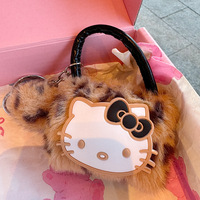Sac à main mini en fourrure à imprimé léopard pour femme, sac à main en peluche mignon avec porte-clés pompon, petit sac bandoulière