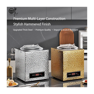 หม้อต้มซุปไฟฟ้าเชิงพาณิชย์สุดหรู ลายตอก  ทำจากสแตนเลส  พร้อมฟังก์ชั่นอุ่นโจ๊ก  ควบคุมอุณหภูมิได้  ขนาด 8 ลิตร 400 วัตต์ เหมาะสำหรับบุฟเฟ่ต์ - Product Image 1