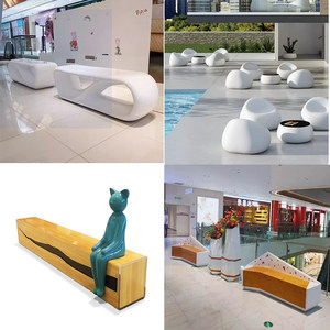 Chaise de loisirs simple en fibre de verre pour extérieur, banc public créatif pour centre commercial, personnalisation, modèle Guangdong D698745 - Product Image 5