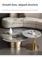 Table basse de salon moderne et simple pour petit appartement, design minimaliste de luxe léger en acier et dalle de pierre haut de gamme