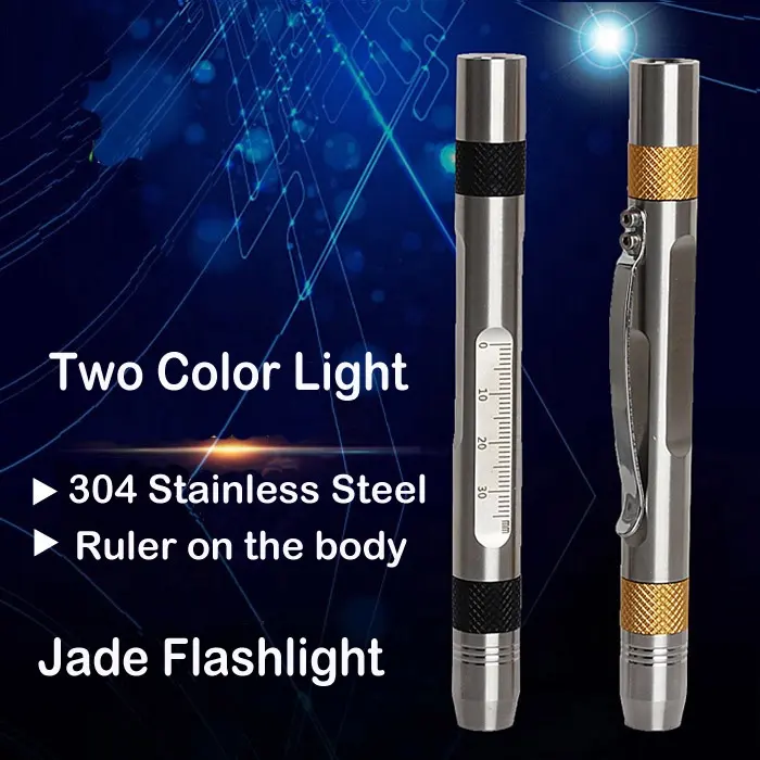 Mini Stainless Steel Two Color Light LED Flashlight