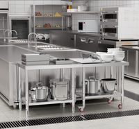 Table de tri d'entrepôt, banc d'emballage en acier inoxydable sur roulettes avec étagère inférieure, longueur personnalisable