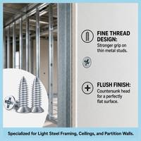 M4 Phillips Countersunk Fine Thread Self-Tapping Screw, Blue White Zinc Plated Carbon Steel Wood Screw for Light Steel Framing