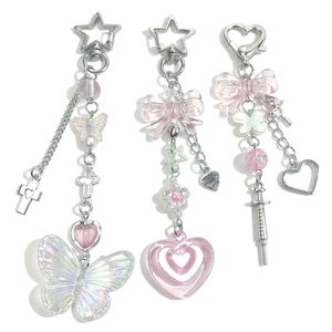 Sevimli çanta anahtarlık kolye Y2K anahtarlık aksesuarları kalp kelebek çilek Metal Punk kız Y2K çanta Charms - Product Image 1