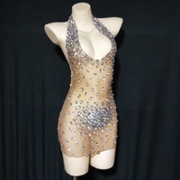NOVANCE Y2109-B Femmes Vêtements 2022 Argent Dos Nu Sling Decal Diamant Sexy Vilain Fille Mini Robe Verre Strass Robe