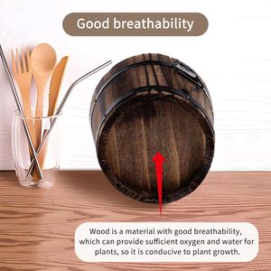 Mộc Mạc Trồng Hoa Chậu 4 Gói Bằng Gỗ Whiskey Thùng Trồng Bằng Gỗ Xô Thùng Trồng Vườn Container - Product Image 4