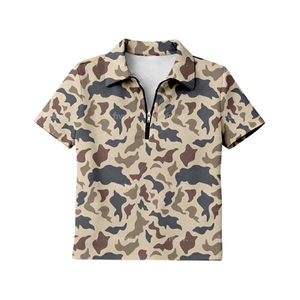 Camiseta de manga corta con cremallera y estampado de camuflaje personalizado GT1600, antiarrugas, para mujer adulta, venta al por mayor, top de verano para adulta - Product Image 3