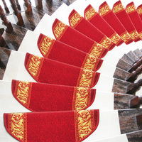Tapis d'escalier antidérapant moderne en mousse de latex, à poils coupés/bouclés, fabriqué à la machine, pour usage domestique et hôtelier (vente en gros)