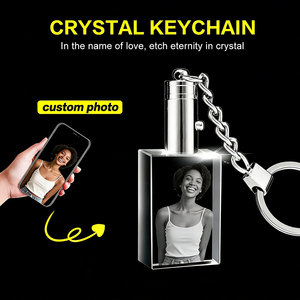 Wholesale Custom 30*12mm 3D Laser Engraving LED Synthetic Crystals Eco-Friendly Gift Box K9 Crystal <b>Keychain</b> <b>Personalized</b> - Product Image 5