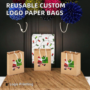 Wholesale Reusable Kraft Paper <b>Christmas</b> <b>Gift</b> <b>Bags</b> with Custom Printed Logo for Holiday Party <b>Gifts</b> and Craft Packaging - Product Image 2