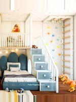 Lit superposé en bois massif transformable en trois chambres avec toboggan et design cabane dans les arbres pour enfants
