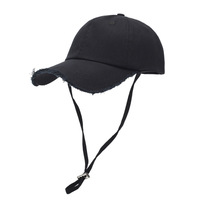 Casquette de baseball décontractée à visière, couleur unie, avec logo personnalisé, réglable, avec cordon, effet délavé, vieilli, usé et rehaussé