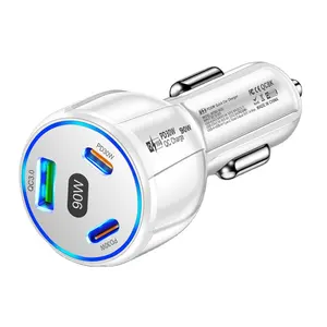 Phổ Adapter QC 3.0 90W Pd 1 Qc3.0 2 Pd30W Nhanh Chóng Sạc Kép USB C Điện Thoại Xe Hơi Sạc Cho iPhone 15 Cho Samsung