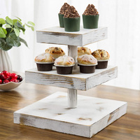 Support à cupcakes en bois, plateau de service carré à 3 niveaux, desserts et présentoir à apéritif