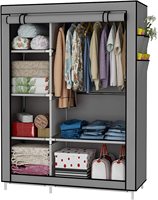 Armoire Portable en Tissu avec 6 Étagères et Tringle de Suspension – Organisateur de Chambre Moderne