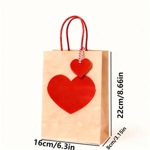Bolsas de Regalo Personalizadas al por Mayor para el Día de San Valentín, Bolsas de Embalaje de Regalo en Forma de Corazón, Bolsas de Dulces, Bolsas de Papel Kraft con Asas - Product Image 4