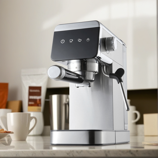 Multi Function OEM Professional Stainless Steel Semi-Automatic Espresso Coffee Machine 15 Bars Pressure Self-Cleaning Electric