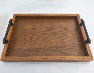 Mộc Mạc Nhỏ Hình Chữ Nhật Vuông Paulownia Gỗ Phục Vụ Khay Với Kim Loại Xử Lý Trang Trí Trang Trí Nội Thất Acacia Oak Tùy Chỉnh Chưa Hoàn Thành - Product Image 4