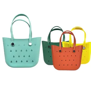 New open bag style classic EVA bags with insert inner pocket handles colorful silicone rubber waterproof women handbags 2023