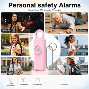 Alarme personnelle de sécurité à son fort (130 dB) – Sirène <span class=keywords><strong>SOS</strong></span> porte-clés pour alertes d'urgence et d'autodéfense pour femmes, écoliers et coureurs nocturnes - Product Image 2