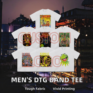 Kaos Rajut Lengan Panjang Unisex Ukuran Besar Custom dengan Sablon Band Printing DTG Printing Hitam Acid Wash 100% Katun - Product Image 2